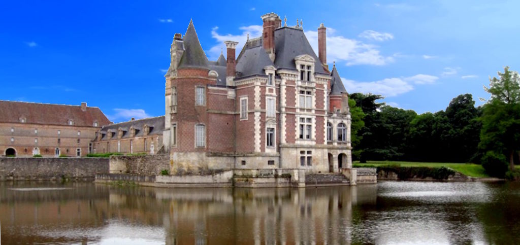 Château of La Bussière viewed from over its pond